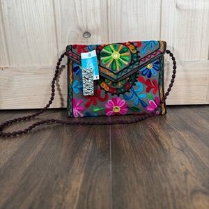 NWT - Floral Embroidered Crossbody Bag - handmade
